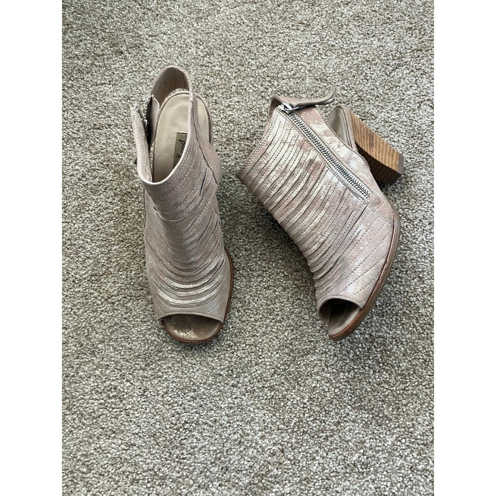 Paul Green Metallic Zip Up Peep-Toe Heeled‎ Booties Size UK 4 1/2 US 7